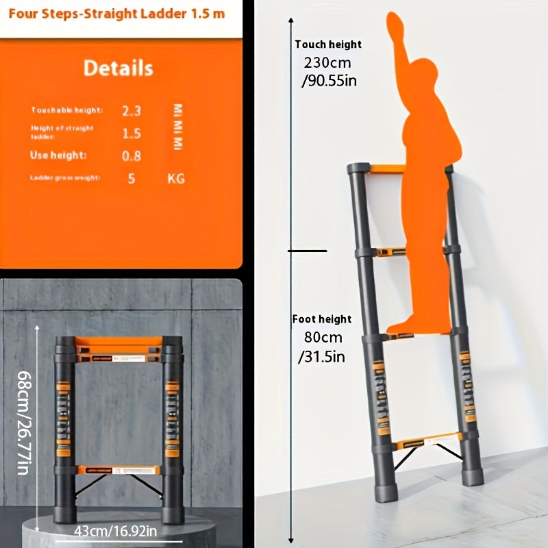 Escada telescópica de aço carbono para serviços pesados - dobrável e extensível, ideal para uso doméstico e em construção, multifuncional