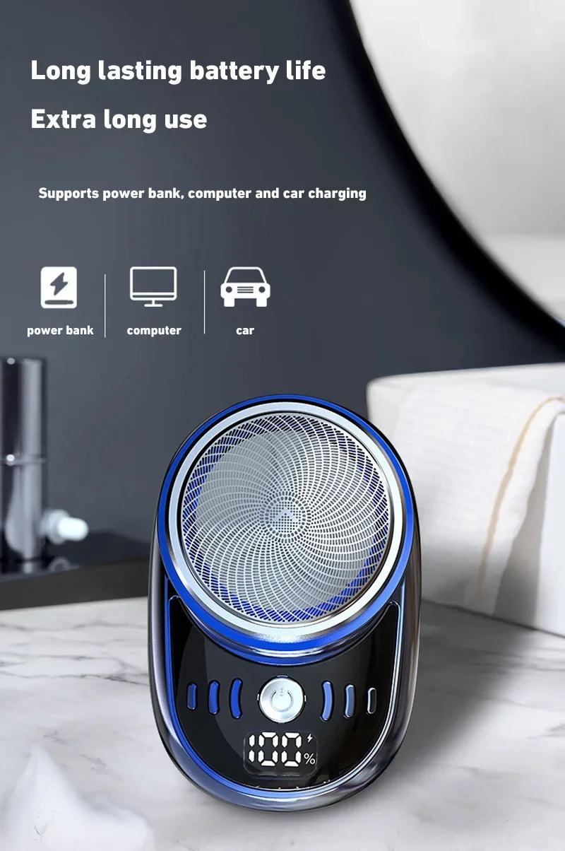 Mini Barbeador Elétrico para Homens, USB Recarregável, Impermeável, Portátil, Bom para Viagem, Barba Perfeita