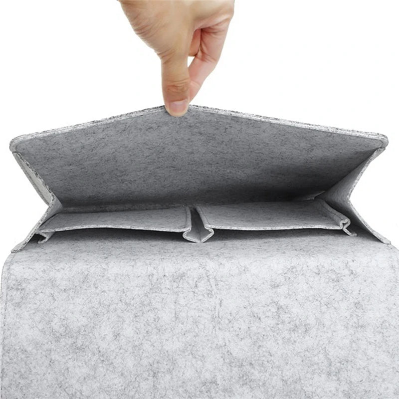 Organizador de armazenamento de cabeceira de feltro, bolsa de cabeceira antiderrapante, bolsa lateral para sofá, bolsa pendurada para sofá, suporte de cama, bolsos para sofá