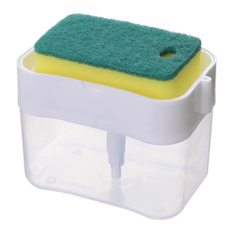 Dispensador de sabão de pressão: Dispensador de detergente, Tipo de pressão, Caixa de entrega automática de líquidos, Almofada de limpeza de cozinha, Escova de lavar louça Sabão.