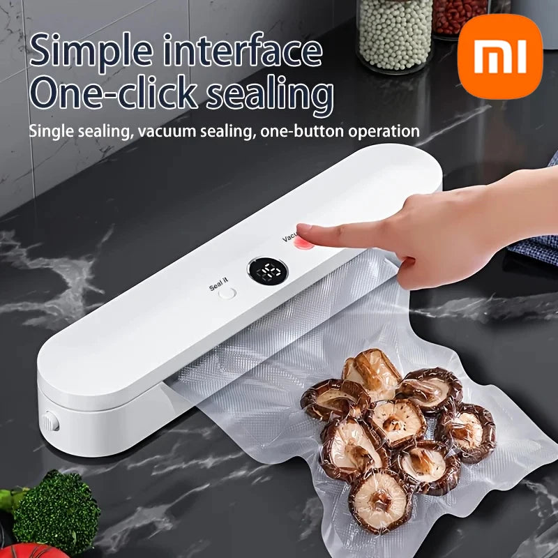 Máquina de selagem a vácuo automática Xiaomi para armazenar alimentos com 10 sacos de conservação de alimentos grátis de 220 V.