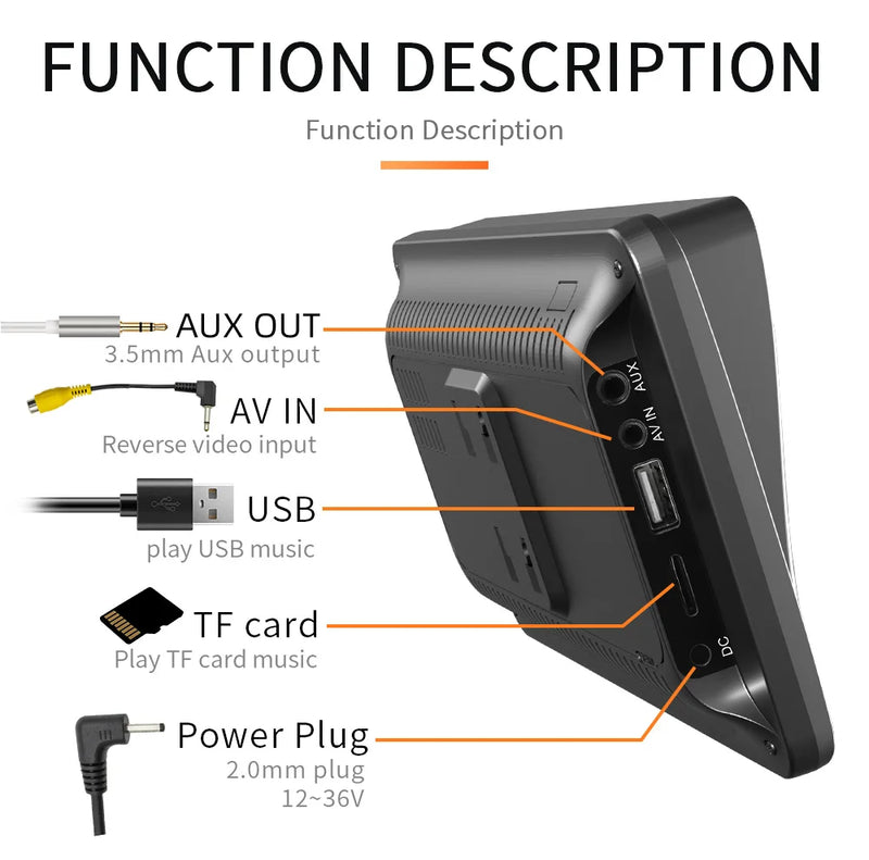 B5300 7 polegadas CarPlay Android Auto Rádio de carro Multimídia Video Player Tela de toque portátil com USB AUX para câmera de visão traseira