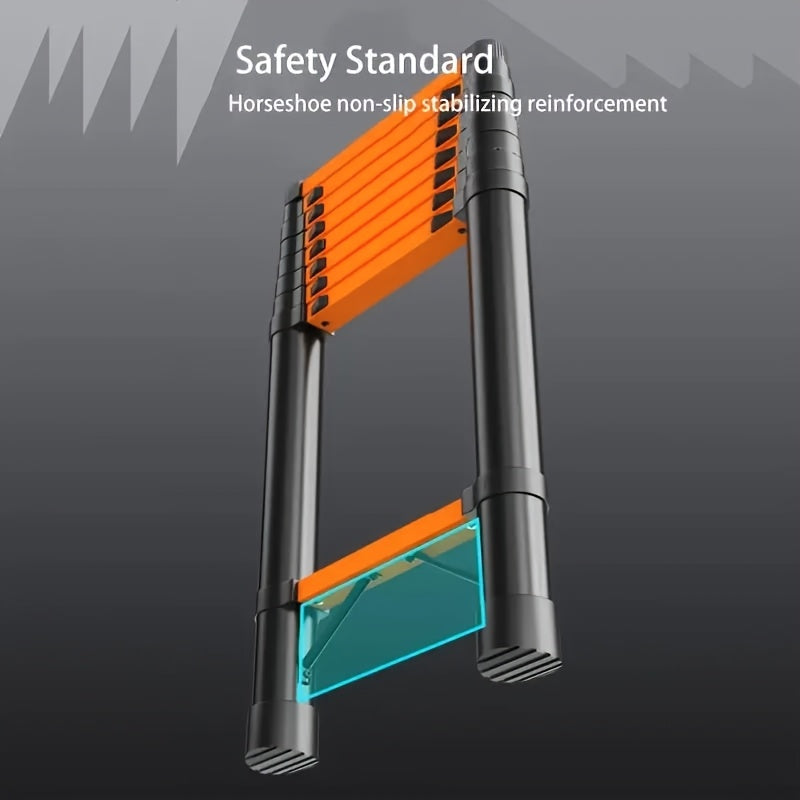 Escada telescópica de aço carbono para serviços pesados - dobrável e extensível, ideal para uso doméstico e em construção, multifuncional